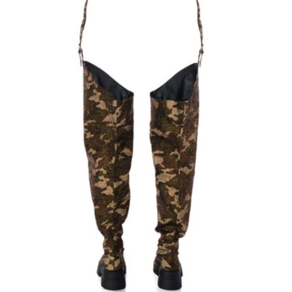 AZALEA WANG " COWGIRL CRUSIN " RHINESTONE CAMO FLATFORM CHAP BOOT - Picture 5 of 11